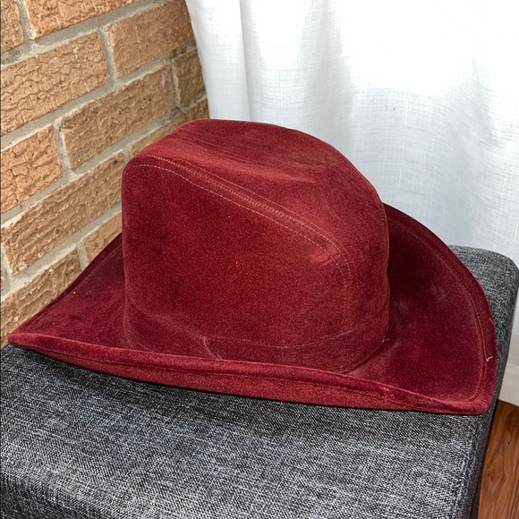 Vintage Velvet cowgirl hat - burgundy / Garnet / maroon - Picture 6 of 7